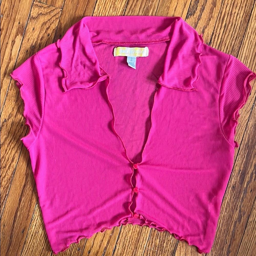 Urban Outfitters Hot Pink Mesh Crop Top